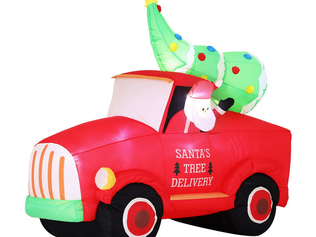 Jingle Jollys Christmas Inflatable Santa Truck 1.6M Height LED Decorations Illuminated