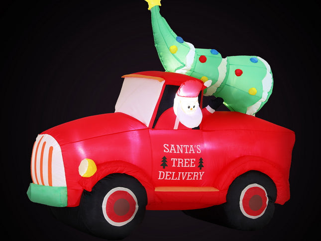 Jingle Jollys Christmas Inflatable Santa Truck 1.6M Height LED Decorations Illuminated