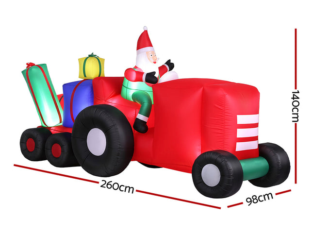 Jingle Jollys Christmas Inflatable Santa Truck 2.6M Length LED Decorations Illuminated
