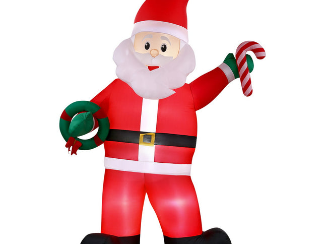 Jingle Jollys Christmas Inflatable Giant Santa 3.8M Height LED Illuminated Decorations