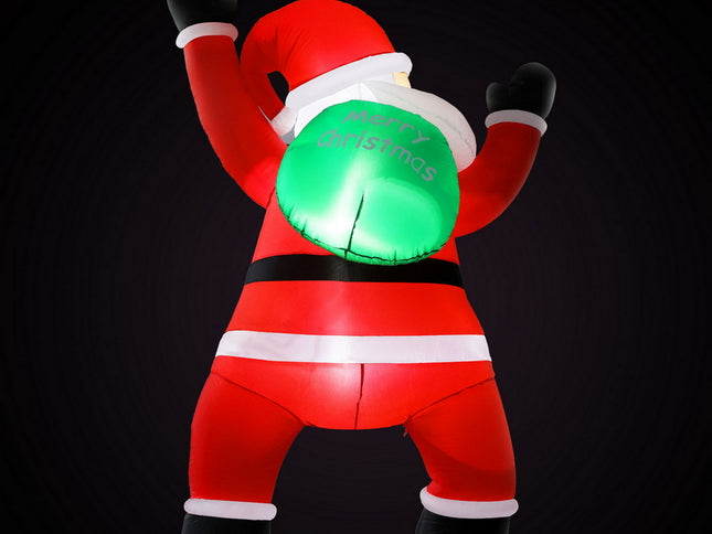 Jingle Jollys Christmas Inflatable Santa Climbing LED Illuminated Decorations 1.9M