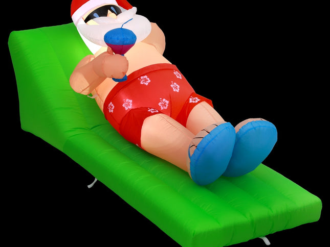 Jingle Jollys Christmas Inflatable Santa Bench 1.8M LED Illuminated Decorations
