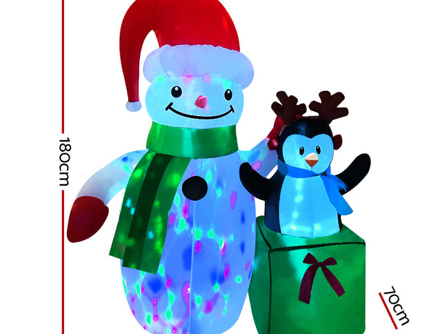 Jingle Jollys Christmas Inflatable Snowman 1.8M Illuminated Decorations