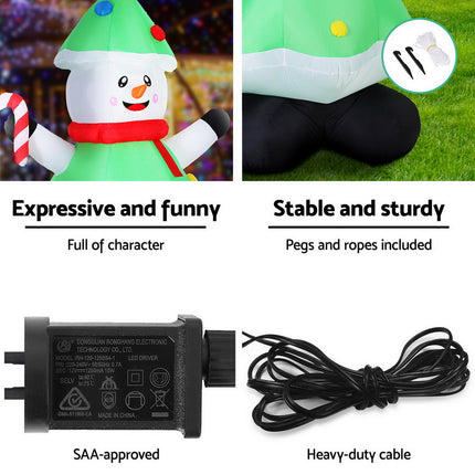 Jingle Jollys Christmas Inflatable Snowman Tree 2.75M Height LED Decorations Illuminated