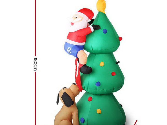 Jingle Jollys Christmas Inflatable Santa Tree 1.8M Illuminated Decorations