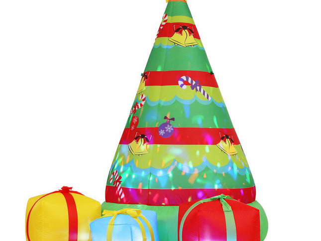 Jingle Jollys Christmas Inflatable Gift Tree 2.2M Height Flashing Light Decorations Illuminated