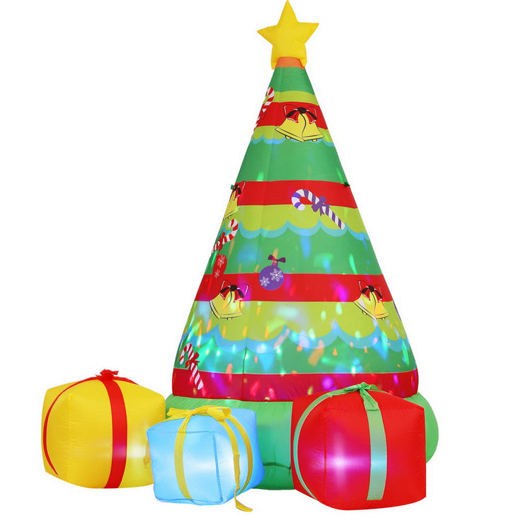 Jingle Jollys Christmas Inflatable Gift Tree 2.2M Height Flashing Light Decorations Illuminated