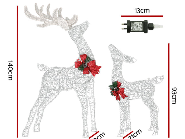 2 PCS Christmas Lights 170 LED Fairy Light Reindeer Decorations Jingle Jollys