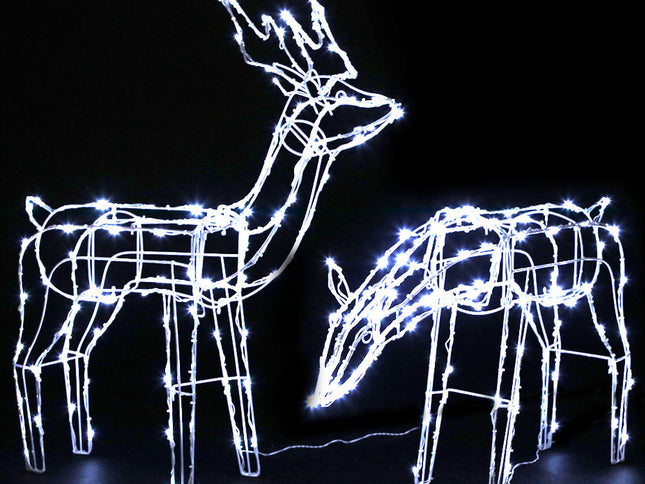 2 PCS Christmas Lights Reindeers 200 LED Decorations Jingle Jollys