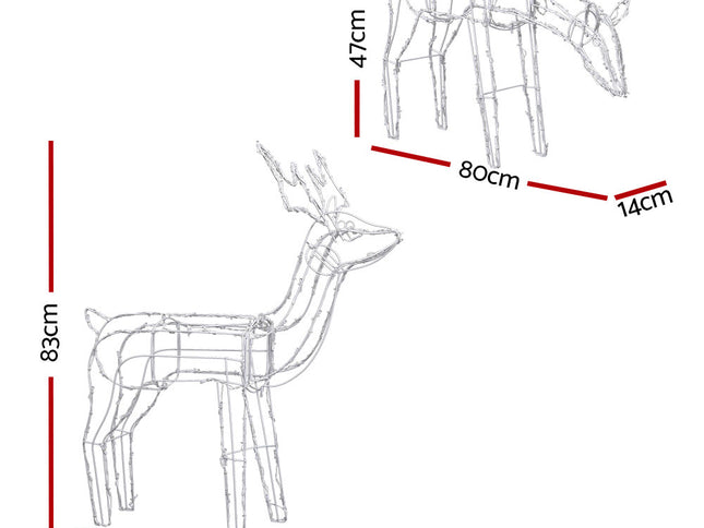 2 PCS Christmas Lights Reindeers 200 LED Decorations Jingle Jollys