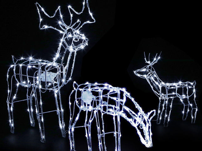 3 PCS Christmas Lights Reindeers 250 LED Decorations Jingle Jollys