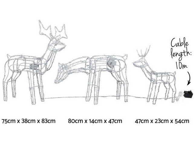 3 PCS Christmas Lights Reindeers 250 LED Decorations Jingle Jollys