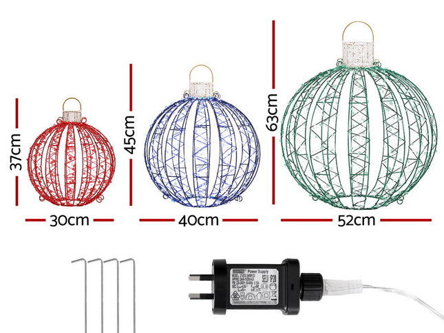 Jingle Jollys Christmas Lights 320 LED Fairy Light 3pcs Ball Decorations Set