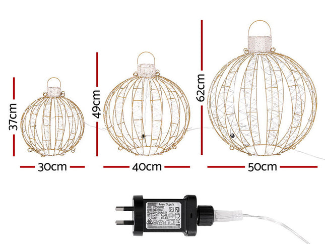 3 PCS Christmas Lights 360 LED Fairy Light Ball Decorations Jingle Jollys