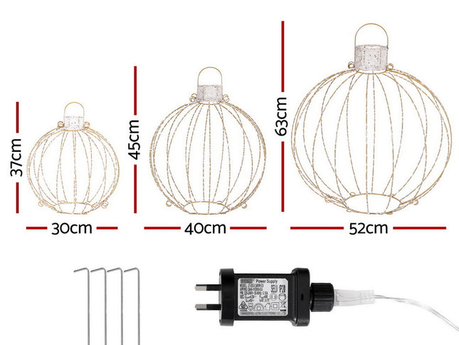 Jingle Jollys Christmas Lights 320 LED Fairy Light 3pcs Ball Decorations Set
