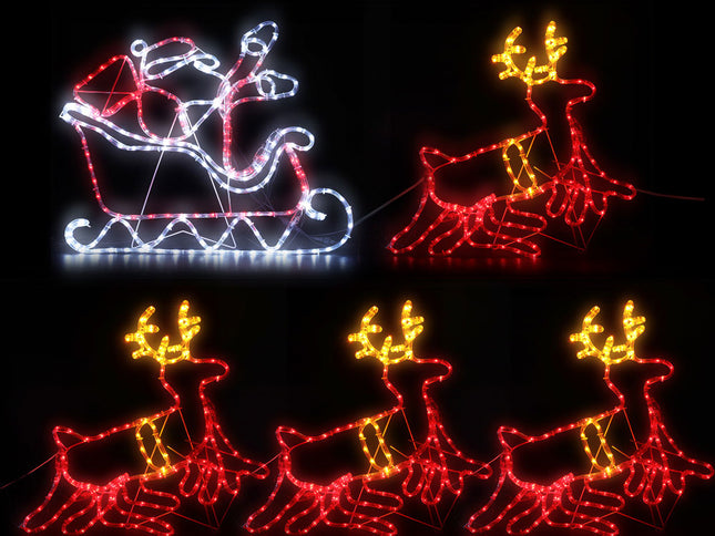 1X Christmas Lights Reindeer Sleigh 806 LED Decorations Jingle Jollys