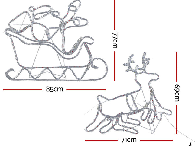 1X Christmas Lights Reindeer Sleigh 806 LED Decorations Jingle Jollys