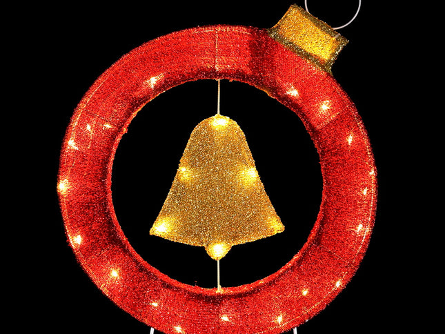 Jingle Jollys Christmas Lights 60cm Motif 30 LED Bell Wreath Xmas Decorations