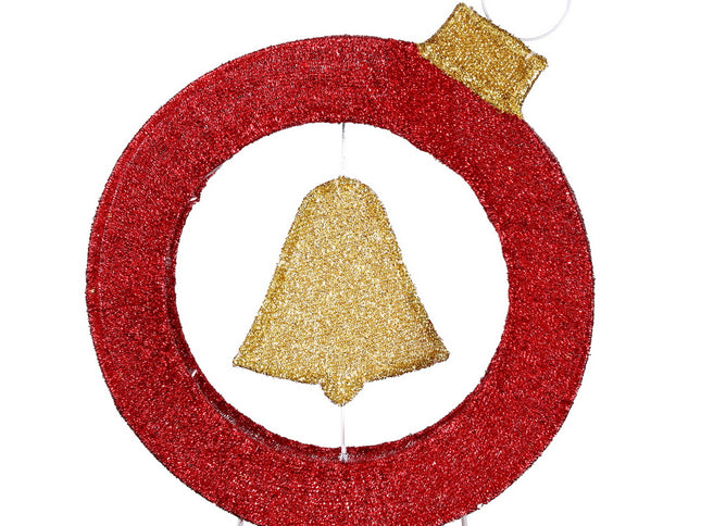 Jingle Jollys Christmas Lights 60cm Motif 30 LED Bell Wreath Xmas Decorations