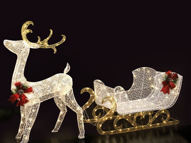 215 LED Christmas Lights Reindeer Sleigh Decorations Jingle Jollys