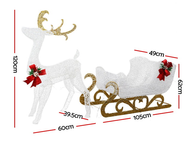 215 LED Christmas Lights Reindeer Sleigh Decorations Jingle Jollys