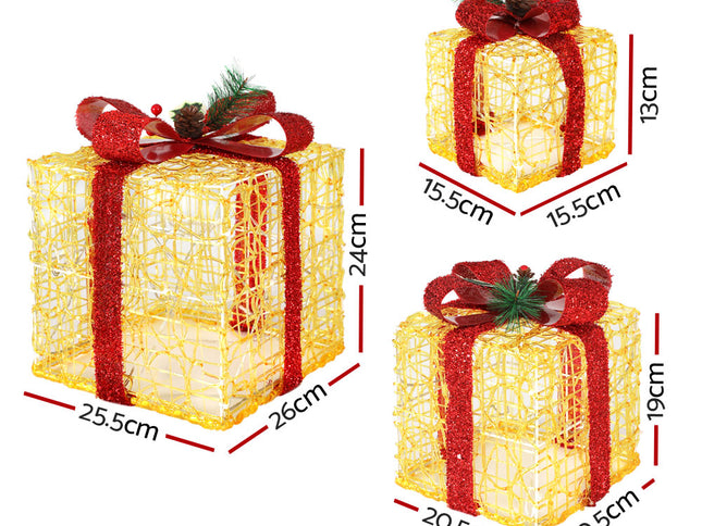 3 PCS Christmas Lights Gift Box Set Set 48 LED Decorations Jingle Jollys