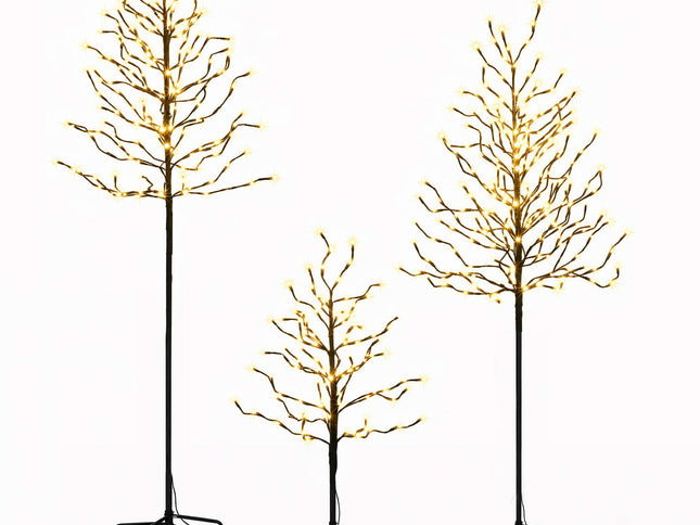 Jingle Jollys 3 Pack LED Christmas Tree Lighted Birch Tree Indoor Outdoor Xmas Decor Warm White