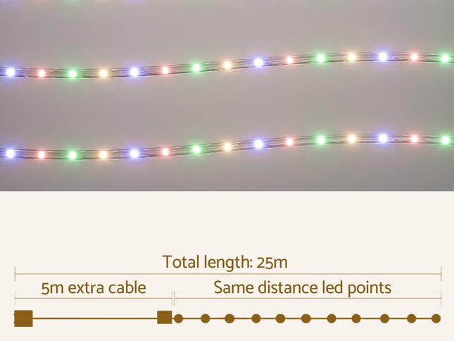 20M Christmas Lights String Rope Light Decorations 600 LED Colorful Jingle Jollys