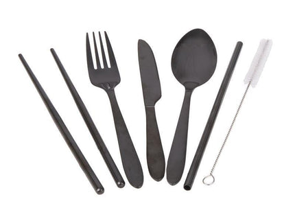 Appetito ? Stainless Steel Traveller?s Cutlery Set in Zippered Pouch Black-1875027416808820737