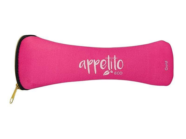 Appetito ? Stainless Steel Traveller?s Cutlery Set in Zippered Pouch Fuschia-1875027416934649857