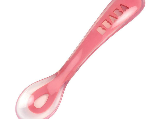 Beaba Silicone Suction Divided Plate & Spoon - Pink-1875027413986054145