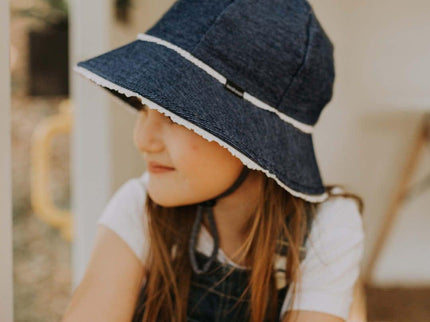 Bedhead Toddler Bucket Hat - Denim Ruffle Trim S-1875027489848430594