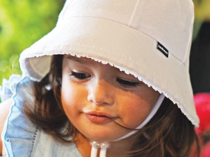 Bedhead Toddler Bucket Hat - White Ruffle Trim S-1875027489995231237