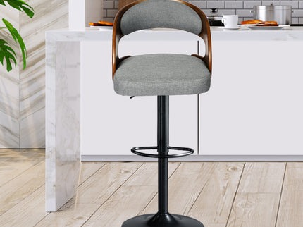 Levede 1x Kitchen Bar Stools Gas Lift Grey-1910113240738828294