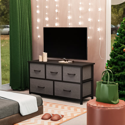 Levede Chest of 5 Drawers Storage Cabinet Dark Grey-1973194072474652678