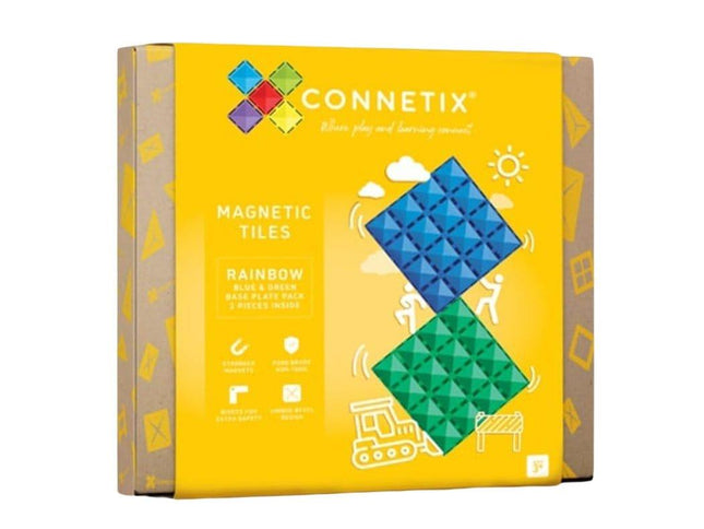 Connetix Tiles 2 Piece Base Plate Green - Blue-1875027552570052608