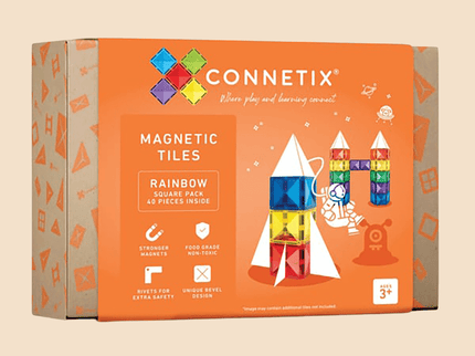 Connetix Tiles Rainbow 40 Piece Square Pack-1875027392905482242