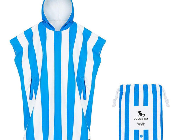 Dock & Bay Adult Poncho Hooded Towel | Cabana Collection | Bondi Blue S-1875027425197428736