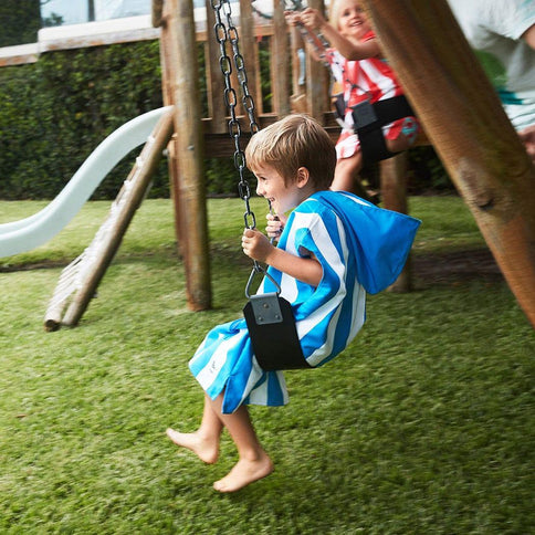 Dock & Bay KIDS Poncho Hooded Towel -Mini Cabana Collection-Bondi Blue S (4-7yrs)-1875027437277024256