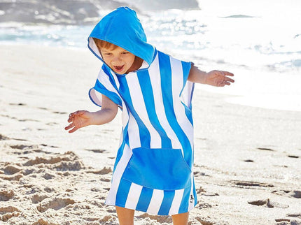 Dock & Bay KIDS Poncho Hooded Towel -Mini Cabana Collection-Bondi Blue XS (2-4yrs)-1875027437990055937