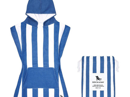 Dock & Bay KIDS Poncho Hooded Towel -Mini Cabana Collection-Whitsunday Blue XS (2-4yrs)-1875027438275268608