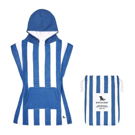 Dock & Bay KIDS Poncho Hooded Towel -Mini Cabana Collection-Whitsunday Blue XS (2-4yrs)-1954802359133671424