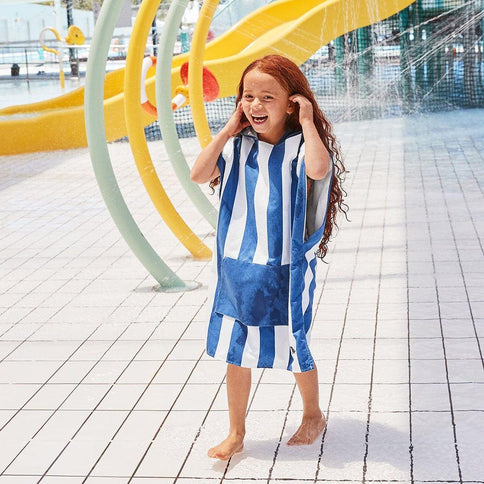 Dock & Bay KIDS Poncho Hooded Towel -Mini Cabana Collection-Whitsunday Blue M (8-10yrs)-1875027437558042625