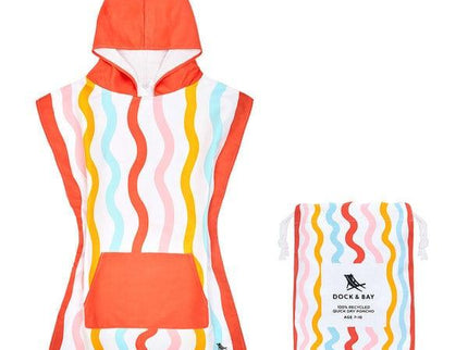 Dock & Bay KIDS Poncho Hooded Towel - Squiggle Face M (7-10yrs)-1875027438698893312