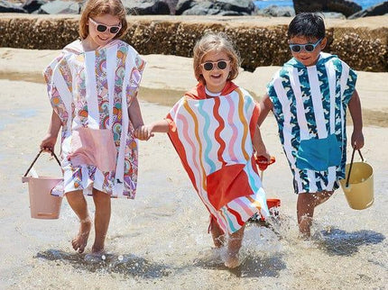 Dock & Bay KIDS Poncho Hooded Towel - Squiggle Face M (7-10yrs)-1875027438698893315