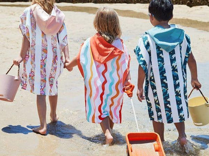 Dock & Bay KIDS Poncho Hooded Towel - Squiggle Face M (7-10yrs)-1875027438698893316