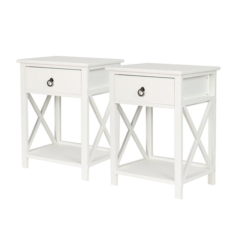 Levede 2x Bedside Tables Drawers Side-1910113031367561216