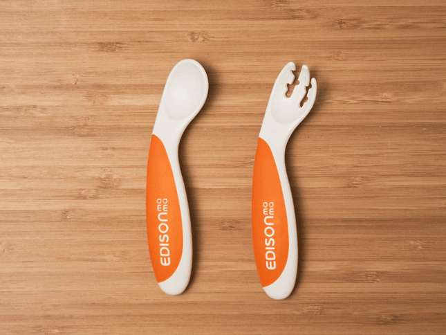 EDISON mama ForkSpoon Beginner SetOrange left Handed-1875027442855448577