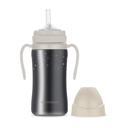 Grosmimi Dark Stainless Straw Cup 300ml White-1973194255488913416