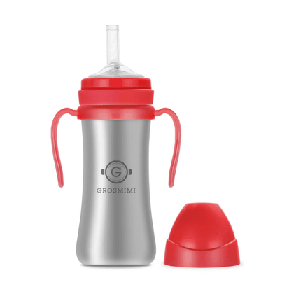 Grosmimi Dark Stainless Straw Cup 300ml Red-1973194092909301769